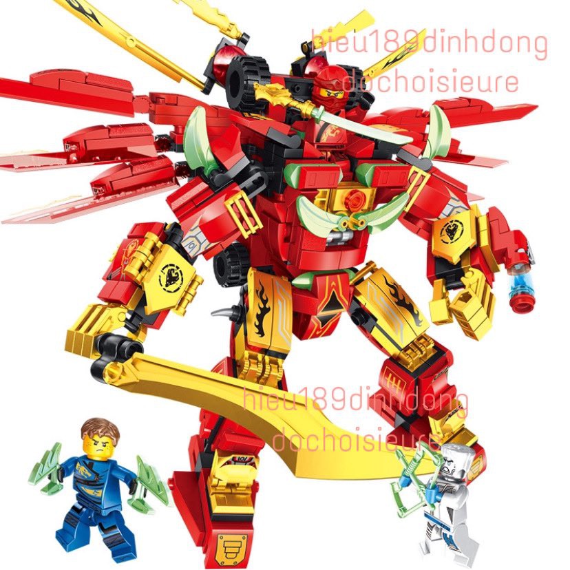 Lắp ráp xếp hình non Lego ninjago 68173 : Rồng và robot lửa đỏ của kai 2in1 646 mảnh