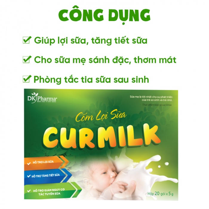 Cốm lợi sữa Curmilk 20 gói/hộp với chiết xuất hoàn toàn tự nhiên