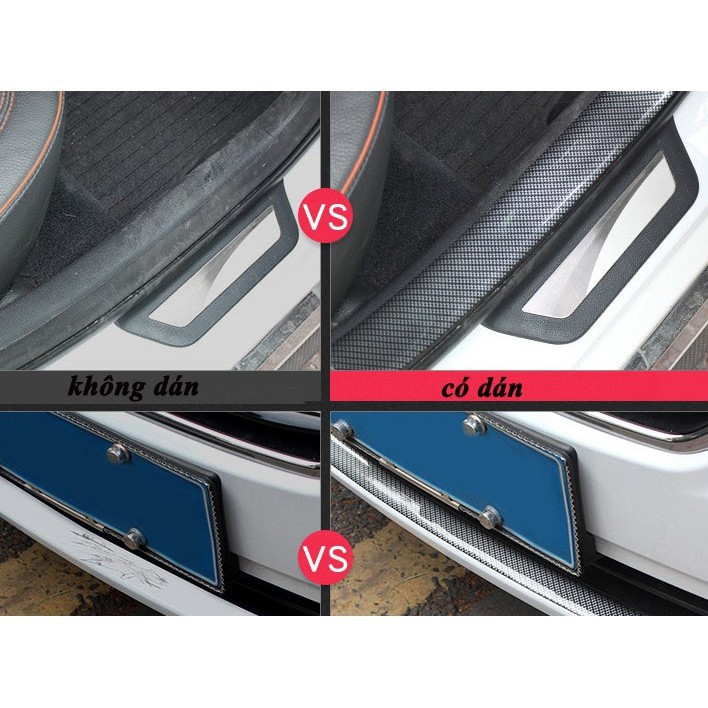 Nẹp chống xước bước chân cửa xe ô tô, xe hơi màu vân cacbon cao cấp