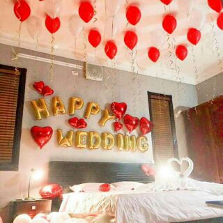 Tặng combo 3 chữ Hỷ - Set bóng bay trang trí phòng cưới đám cưới c8 - Bống Balloon Shop