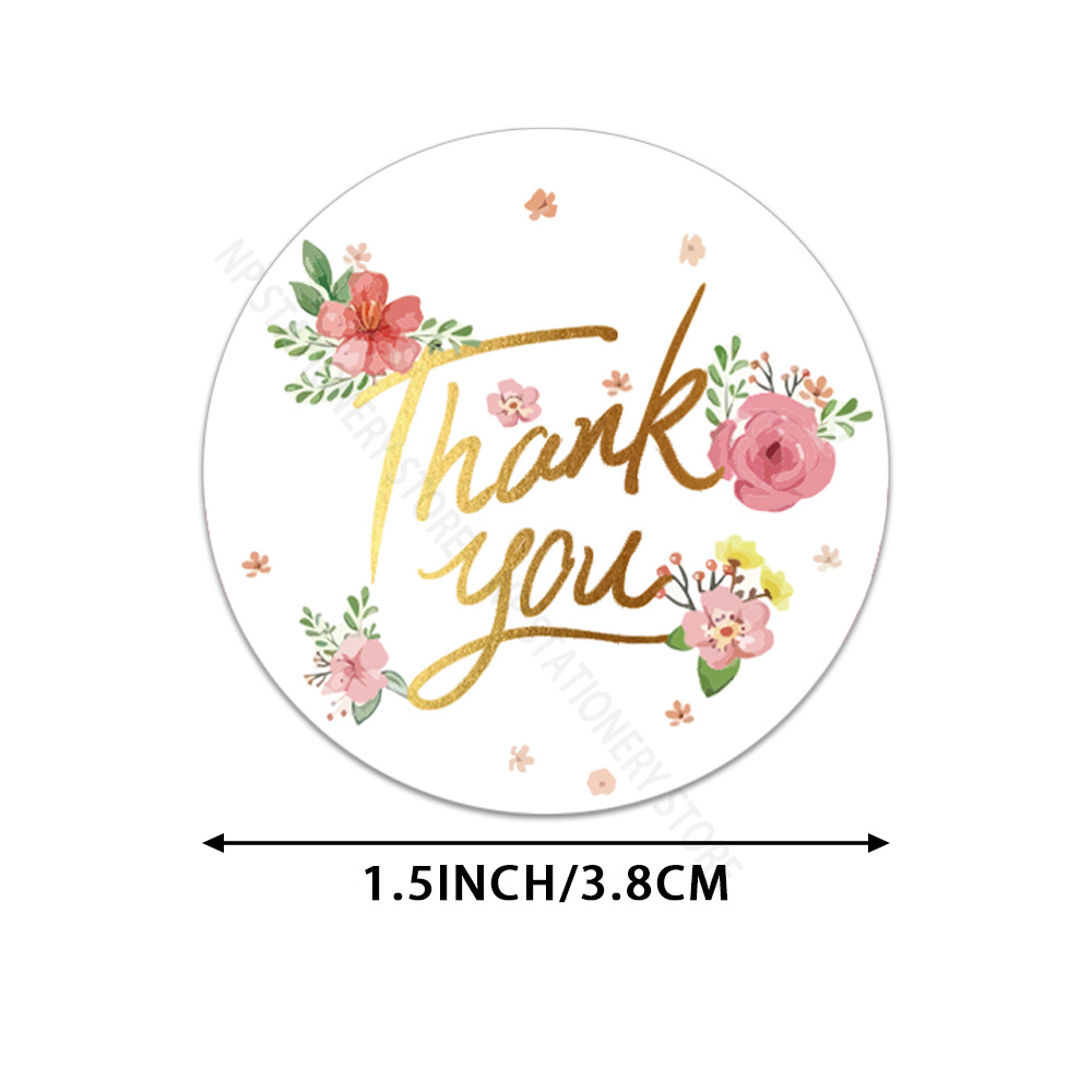 Thank You Stickers Flowers Beautiful Gift Crafts Packaging Decorative Adhesive Cute Sticker