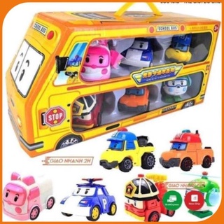 Bộ 6 xe ô tô đồ chơi Biệt đội Poli Robocar biến hình