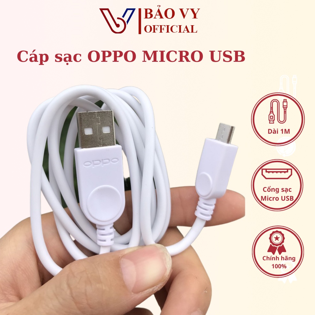 Cáp sạc Micro USB OPPO chính hãng công suất 2A dùng để sạc hay sao chép dữ liệu với máy tính - BAOVY