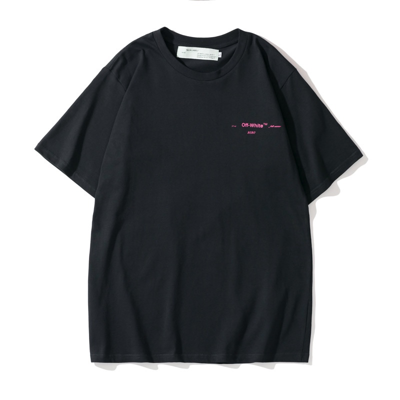 Áo thun Off White, Áo tee OW phối màu Blue Pink, chất liệu Cotton, màu đen BapeVN