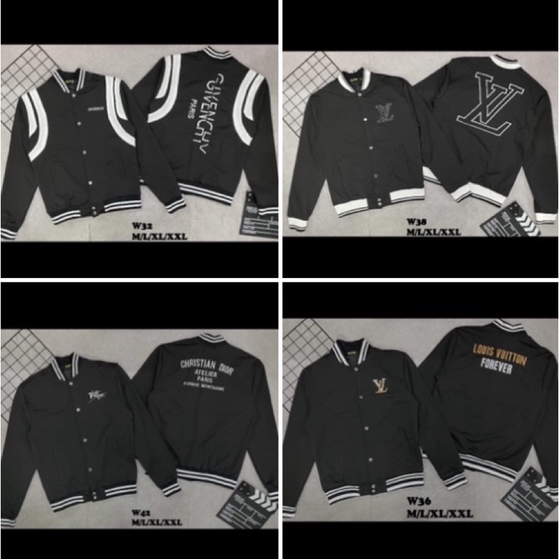 Áo khoác nam bomber LV có hoạ tiết viền trắng, Áo thời trang thu đông phong cách trẻ trung cá tính btshop từ 45 đến 75kg