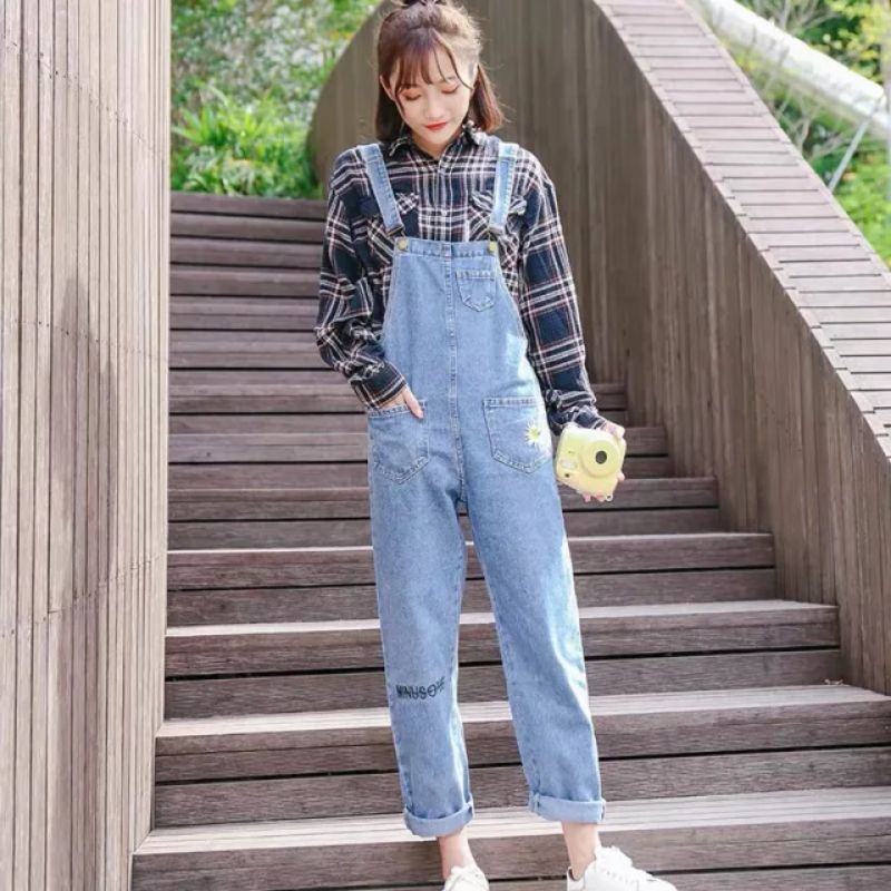 Yếm jean đùi chốt live