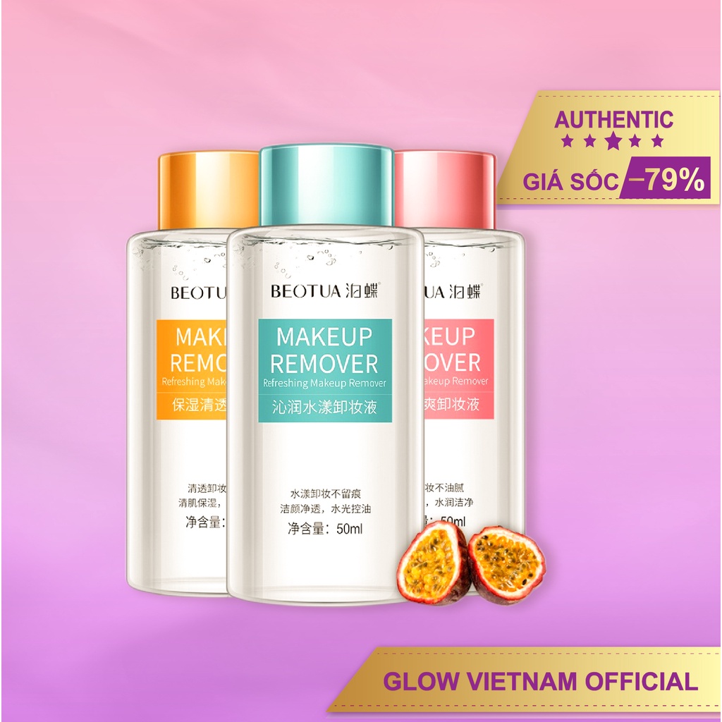 Nước tẩy trang siêu sạch Beotua Make Up Remover chiết xuất cam, chanh dây, nha đam 50ml - Glow Vietnam