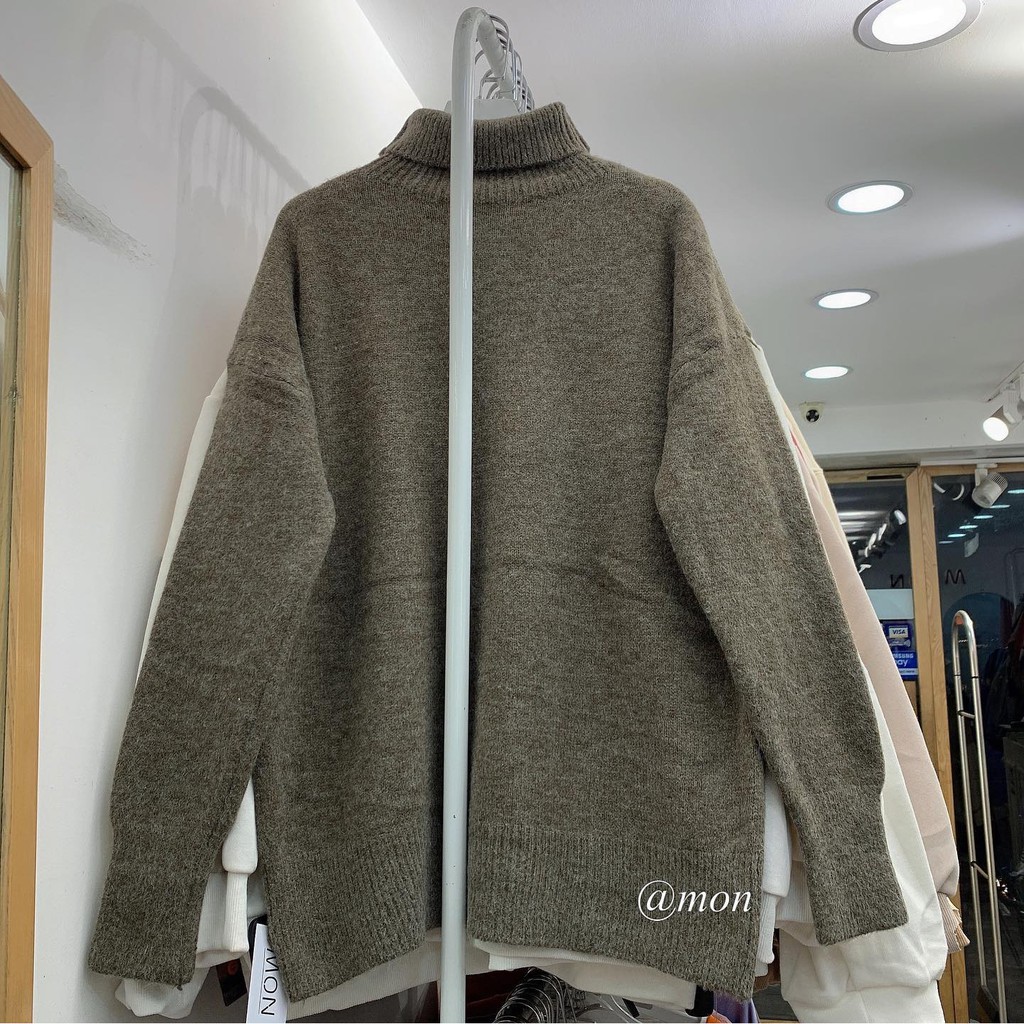 2101033 Áo len cổ lọ - áo len lông thỏ mịn, áo len nữ cổ cao thời trang ulzzang freesize