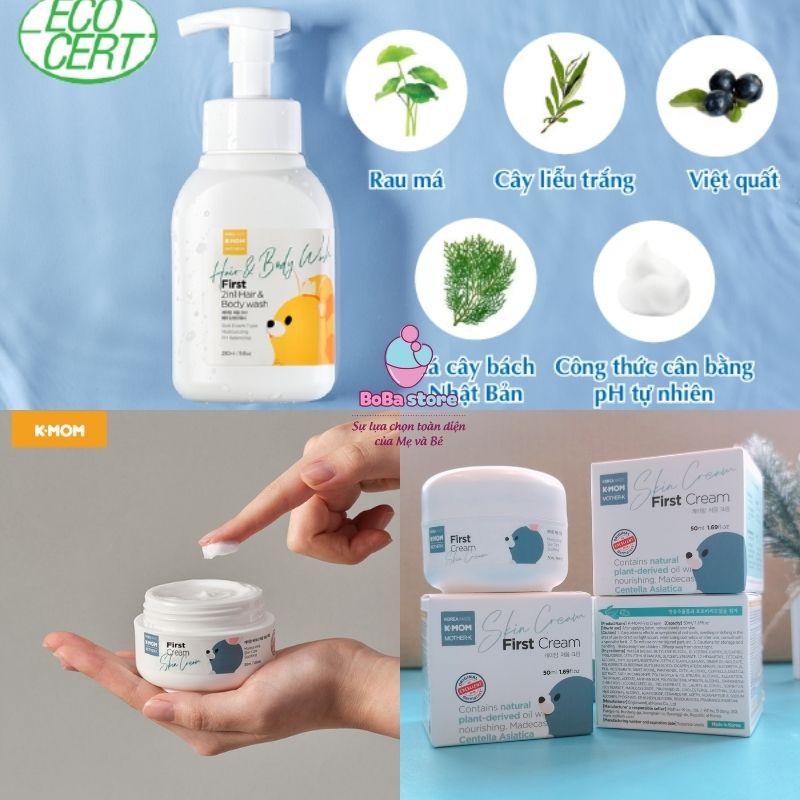 KEM DƯỠNG ẨM HỮU CƠ CHO BÉ - SỮA TẮM GỘI HỮU CƠ CHO BÉ TỪ 0 THÁNG TUỔI - K-MOM
