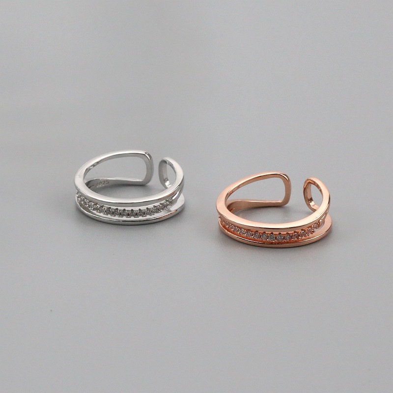 Nhẫn Hở Đính Đá Zircon Kiểu Dáng Đơn Giản Thời Trang