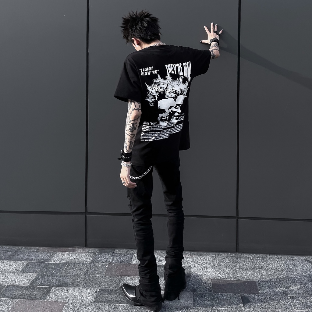 ÁO THUN T SHIRT SIMPLIFIRE PSYCHOPATH IN TRAME 100% COTTON MÀU ĐEN