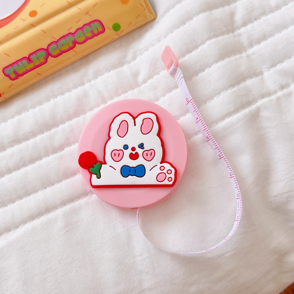 Thước Dây Mini Mềm Mại Họa Tiết Hoạt Hình Dễ Thương Dùng Đo Quần Áo / Bụng / Móc Khóa