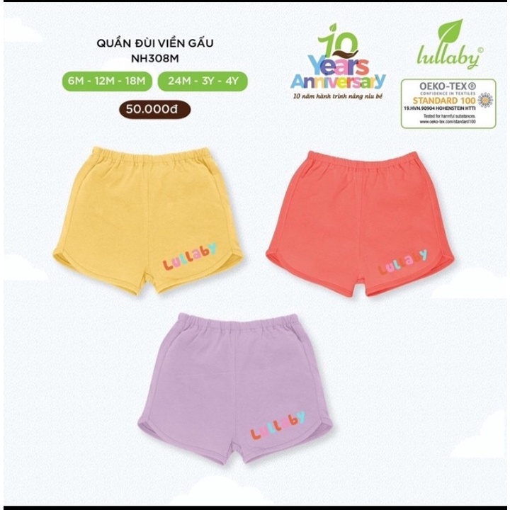 Quần đùi bé trai quần bỏ bỉm bé trai bé gái Lullaby chất cotton mềm mát