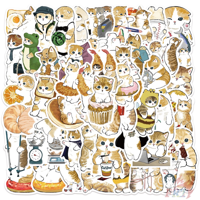 ❉ Hình Dán Mèo Kawaii Series 06 ❉ Bộ 60 Sticker Chống Thấm Nước Họa Tiết Doodle Hợp Thời Trang