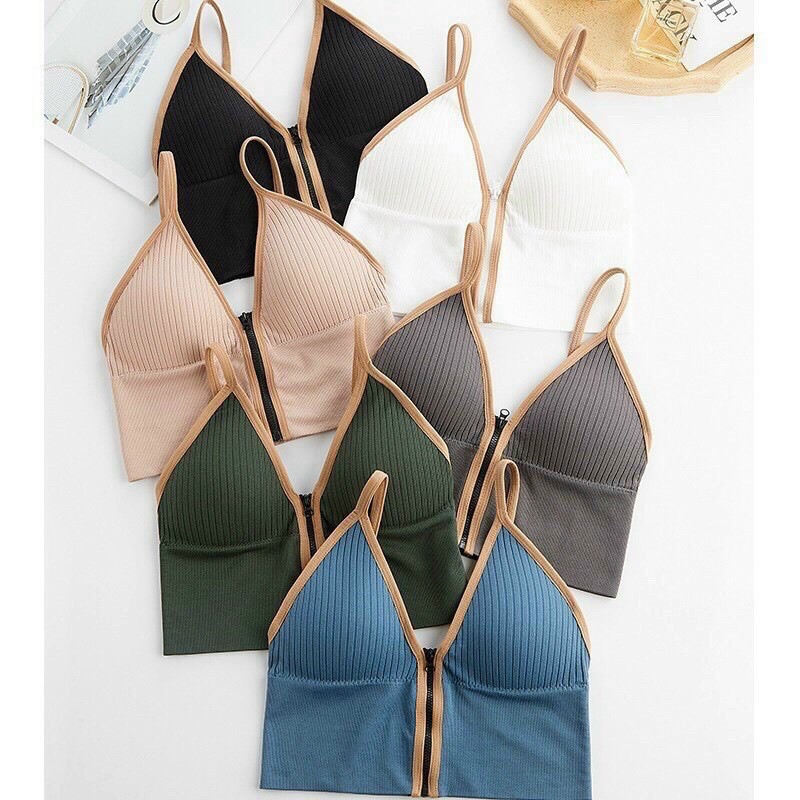 HOT- ÁO BRA CROPTOP KHOÉT SÂU KHOÁ KÉO SEXY