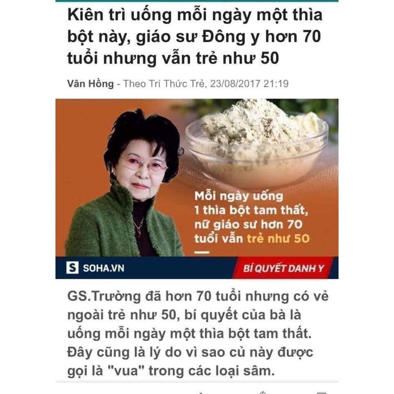 BỘT TAM THẤT BẮC CHUẨN 100G ( Hàng 50-52 củ 1kg to)