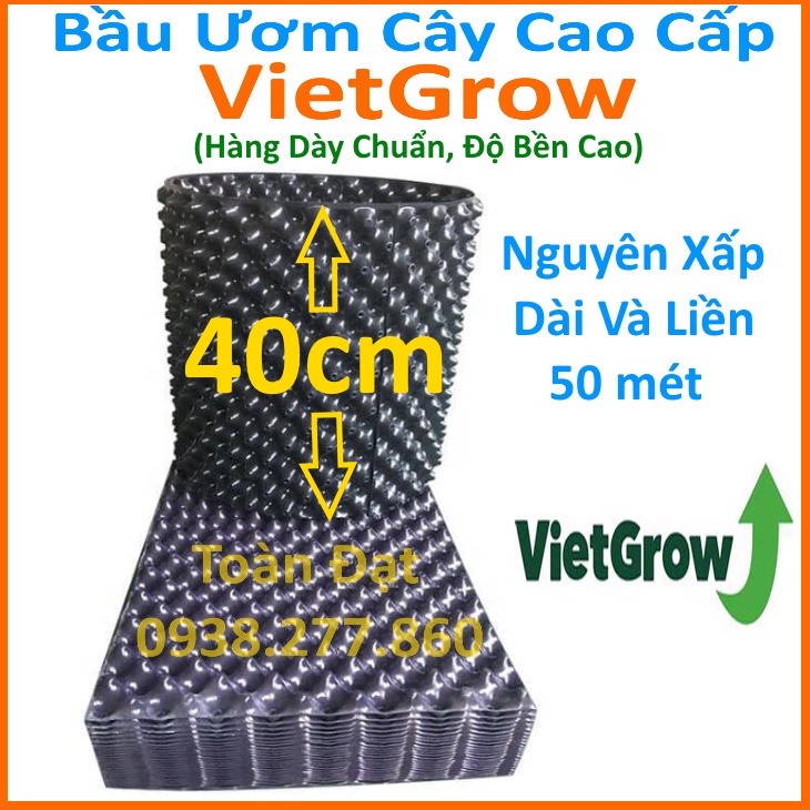 Bầu ươm V6 cao 40cm (Nguyên xấp dài 50 mét) nhựa bầu cây, kèm bộ vít bắt (hàng chuẩn dày, loại tốt)