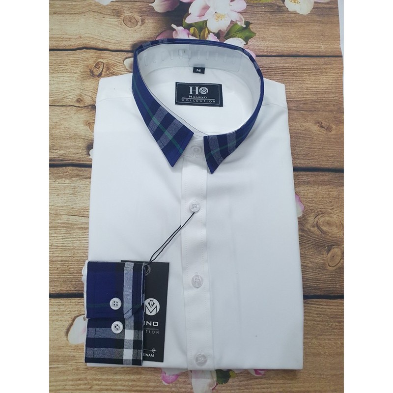 Áo Sơ Mi Nam Trắng Dài Tay Phối Màu, Sơ Nam Mi Họa Tiết Gấp Hộp Vải Lụa Cao Cấp VNXK [Hàng Xịn] | BigBuy360 - bigbuy360.vn