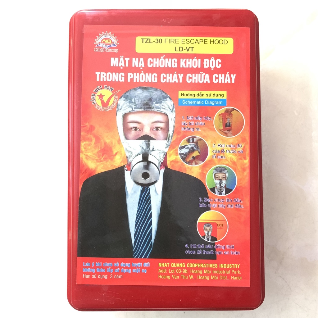 Mặt nạ phòng độc TZL30 giúp chống ngạt khói khi có đám cháy trong chung cư , tòa nhà cao tầng hoặc quán karaoke