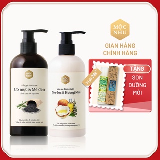 Combo dầu gội Cỏ Mực Mộc Nhu và dầu xả Dầu Dừa Hương Nhu - Tặng 1 son dưỡng môi