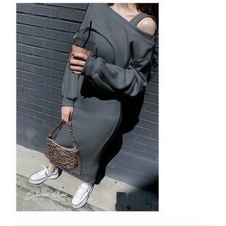 SET MAXI KÈM KHOÁC CROP LỆCH VAI