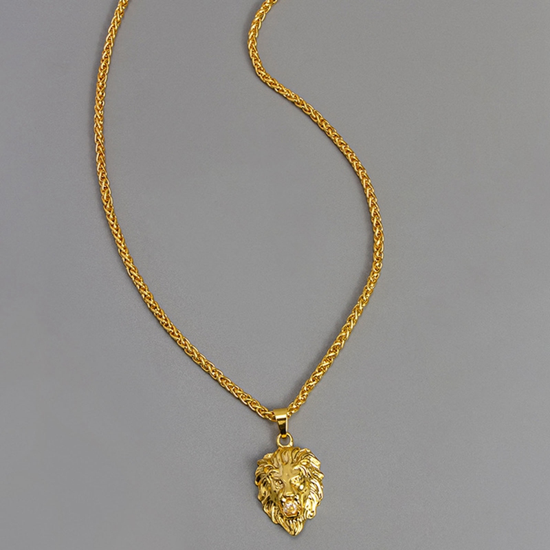 Dây chuyền thép không gỉ mặt đầu sư tử cá tính độc đáo cho nam