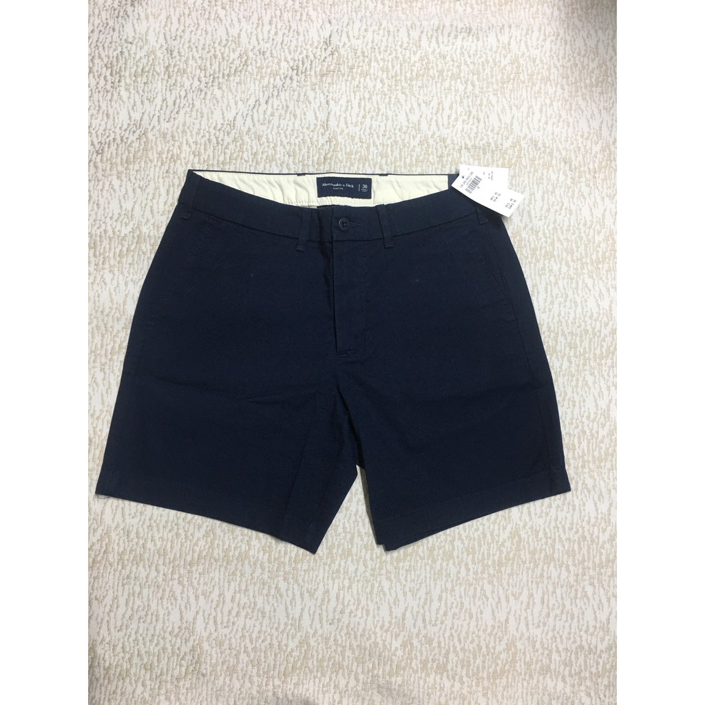 Quần short nam hiệu Abercrombie&Fitch bằng cotton màu xanh đen size 29 30 hàng xách tay mỹ