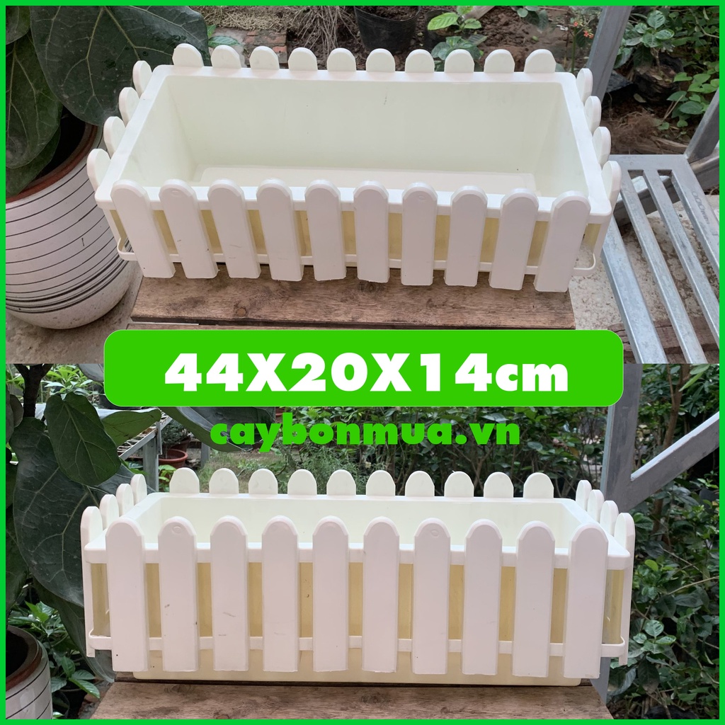 Chậu nhựa hàng rào size lớn kích thước 44x20x12cm, trang trí ban công