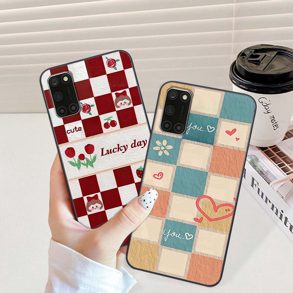 Ốp Oppo A52 / A92 caro trái tim cá tính, thời trang siêu đẹp, siêu phong cách