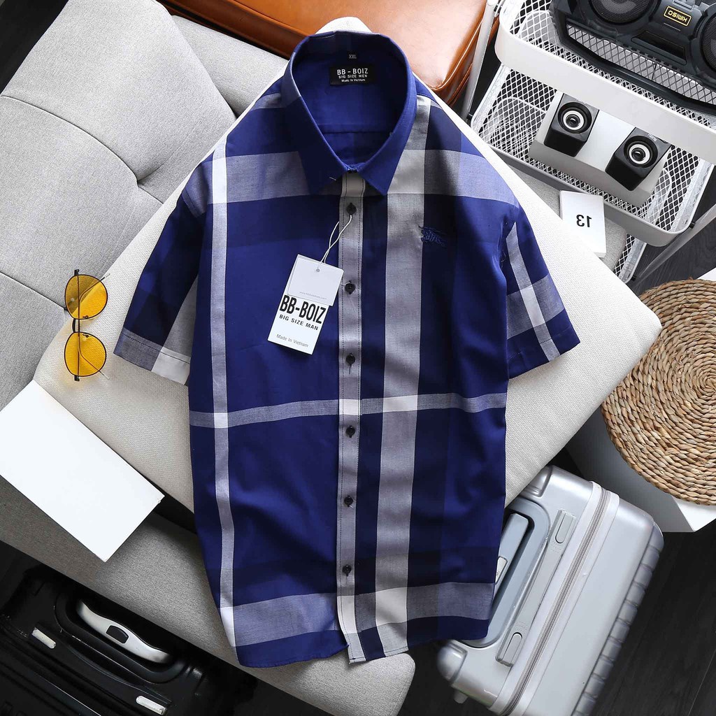 BIGSIZE - Áo sơ mi BBR nam tay ngắn caro bigsize nhiều mẫu form 80-135kg