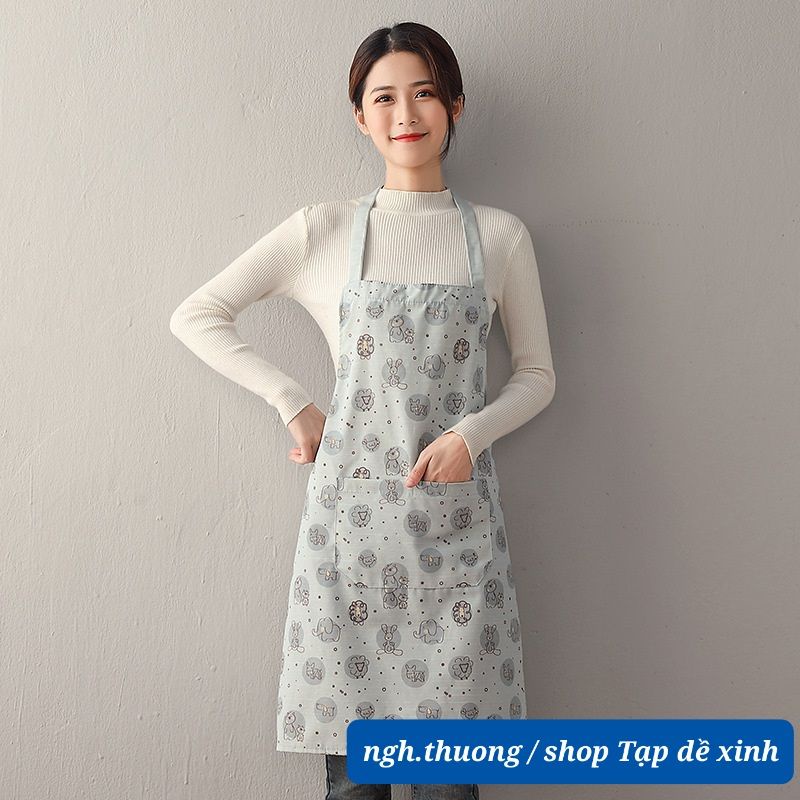 Tạp dề mẫu Nhật 100% vải cotton thô nhà bếp họa tiết Nhật có túi  quà tặng nhà mới đám cưới sinh nhật