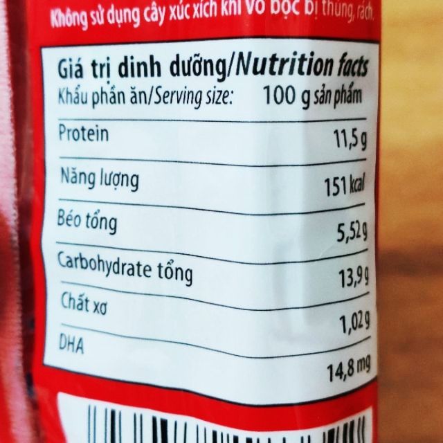 Xúc xích dịnh dưỡng VISSAN hương vị heo