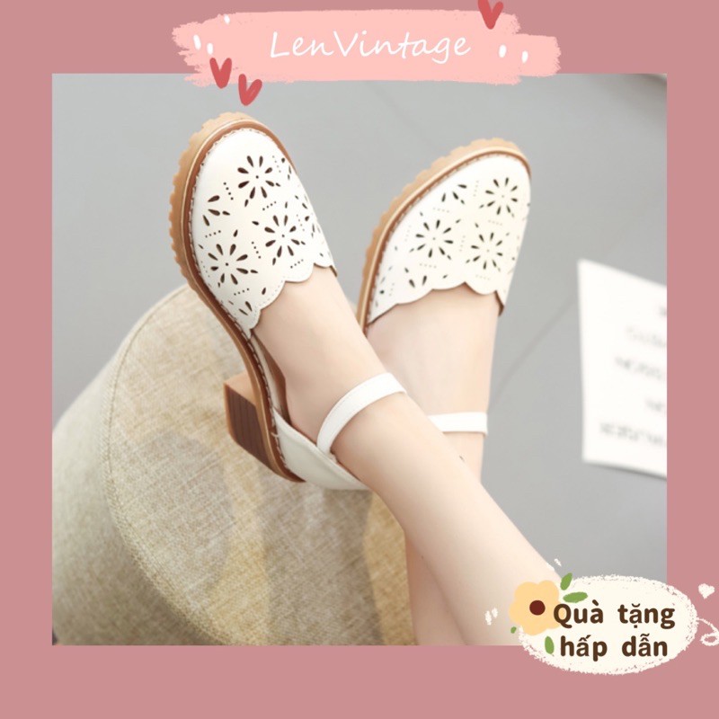 Sandal phong cách Nhật mùa hè ulzzang vintage kiểu retro giày dép nữ oxford cao gót sinh viên du lịch lenvintage