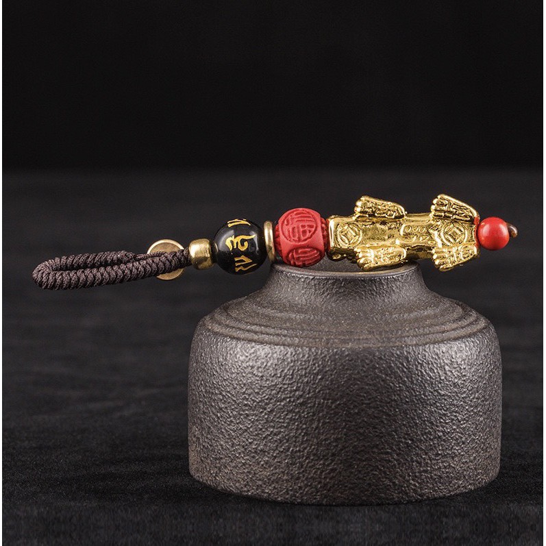 Móc Khoá Hạt Phong Thủy, Trang Trí Bằng Đồng Hình Tỳ Hươu