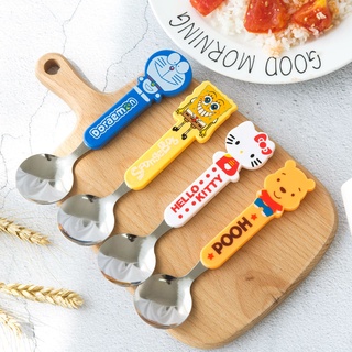 Bộ Thìa Dĩa Dễ Thương Bằng Inox Cho Bé Tập Ăn
