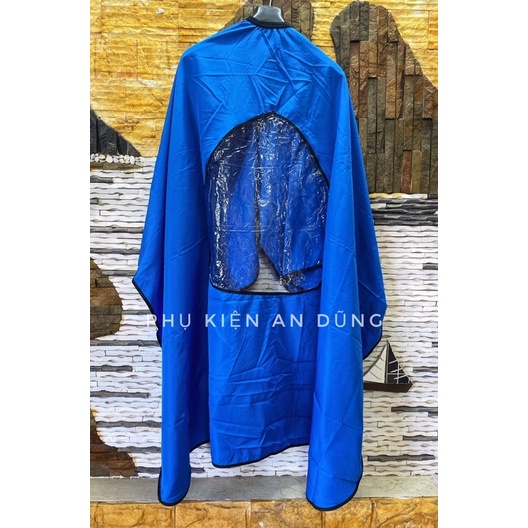 Khăn Cắt/ Áo Choàng Cắt Tóc Chuyên Nghiệp Barber Có Ô Trong Xem Điện Thoại KT 160x180cm (Màu Xanh Dương)