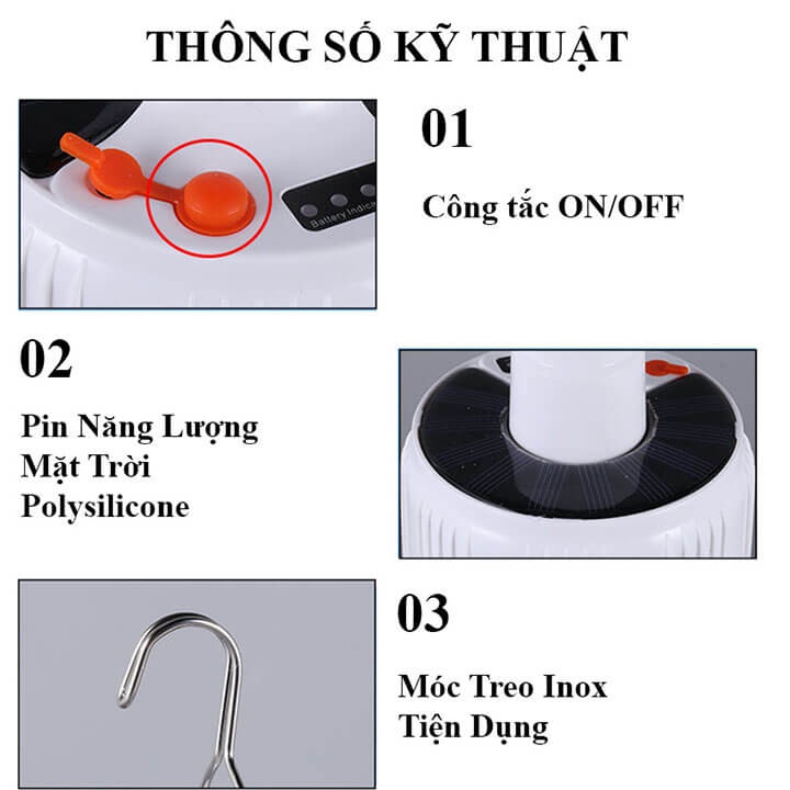 Đèn Năng Lượng Mặt Trời Sạc Tích Điện 100W, 5 Chế Độ Sáng, Có Đèn Báo Pin, Chống Thấm Nước - Tặng Kèm Điều Khiển Từ Xa
