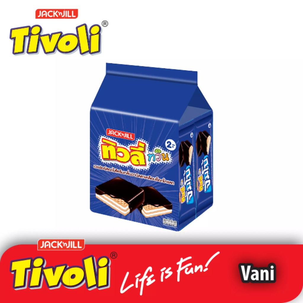 Bánh xốp Jack'N Jill Tivoli Twin phủ Chocolate - Gói 369,6g