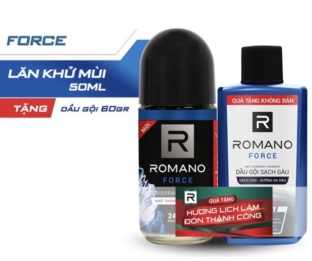 Lăn khử mùi Romano 50ml +Tặng kèm dầu gội hoặc sữa tắm Romano 60g