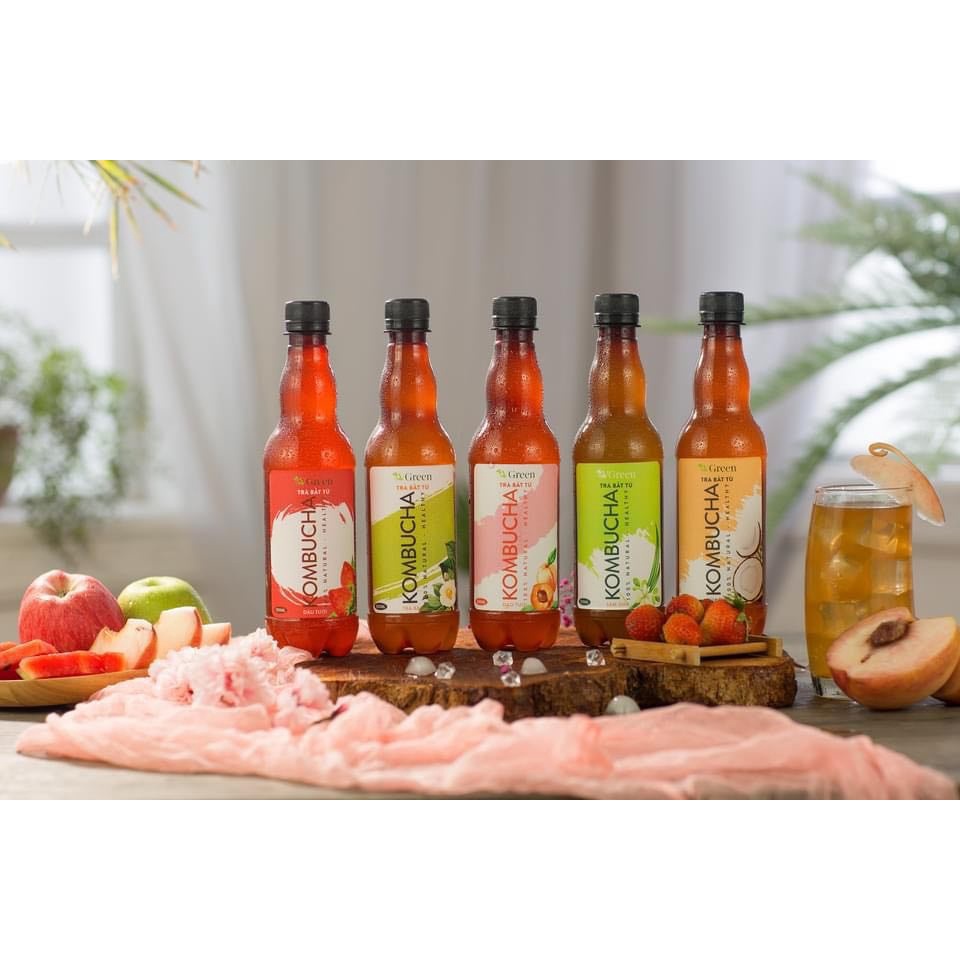 Trà Lên Men - Kombucha Hoa Quả - VGreen - chai pet 330ml