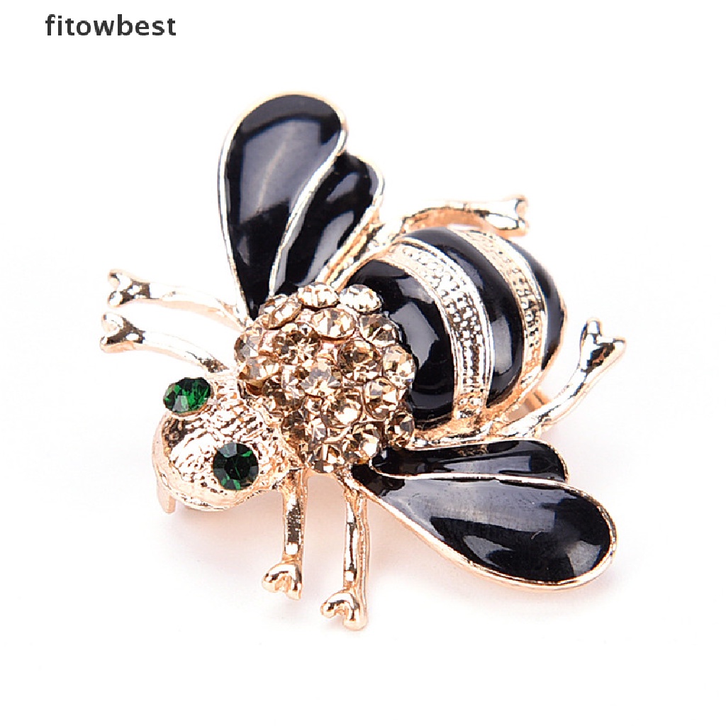 Ftvn Fashion Bee Brooch Elegant Gold Plated Crystal Rhinestone Party Brooch Jewelry QDD