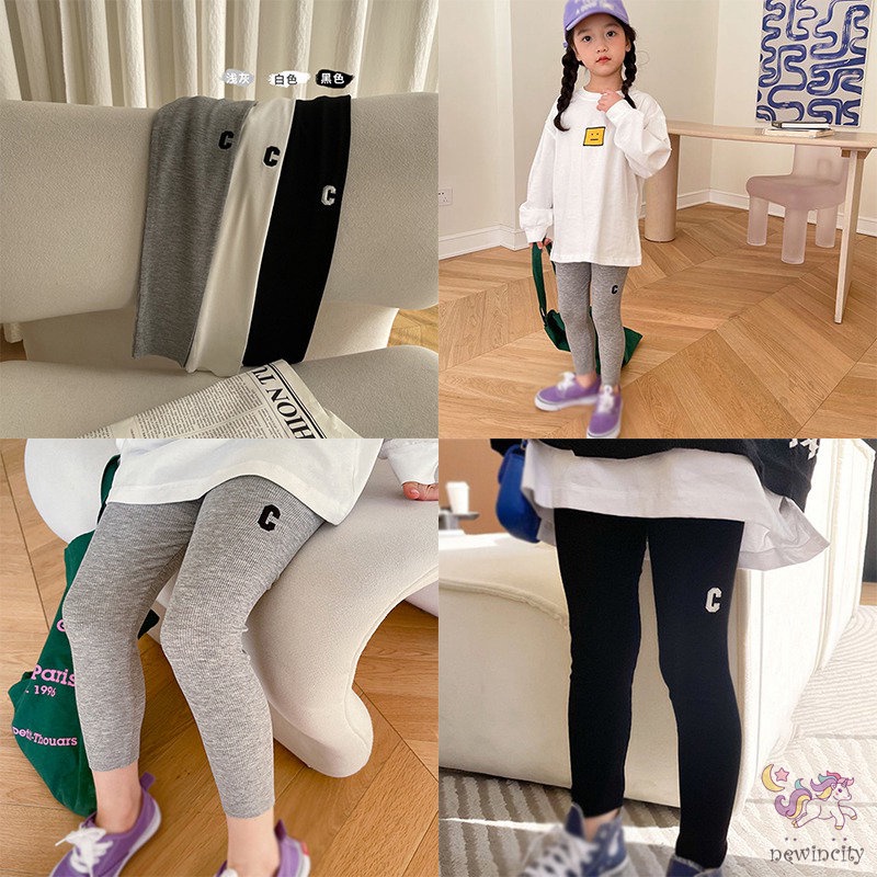 Quần Legging Thêu Chữ Phong Cách Hàn Quốc Cho Bé Gái