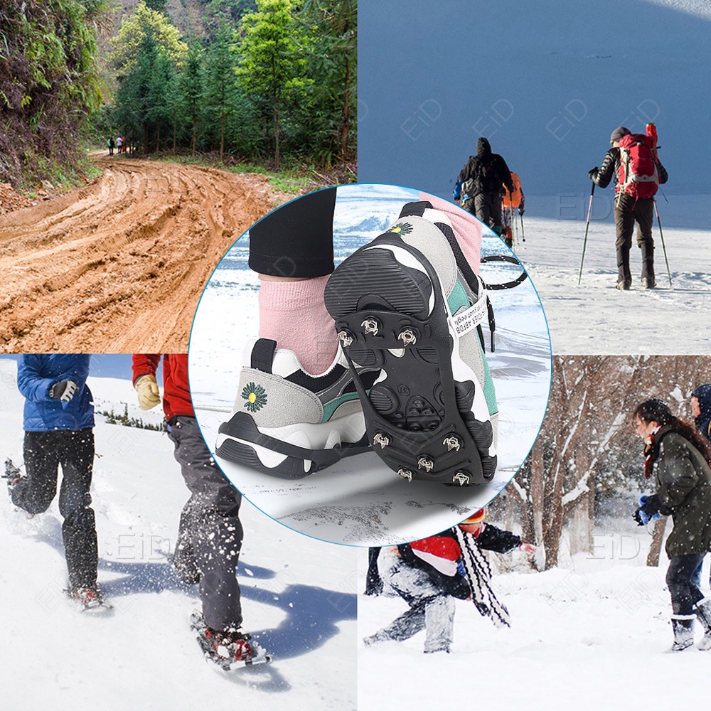 Vỏ Bọc Giày Đi Tuyết / Leo Núi 8 Răng Chống Trượt Bằng Thép Manganese Mùa Đông Cho Unisex