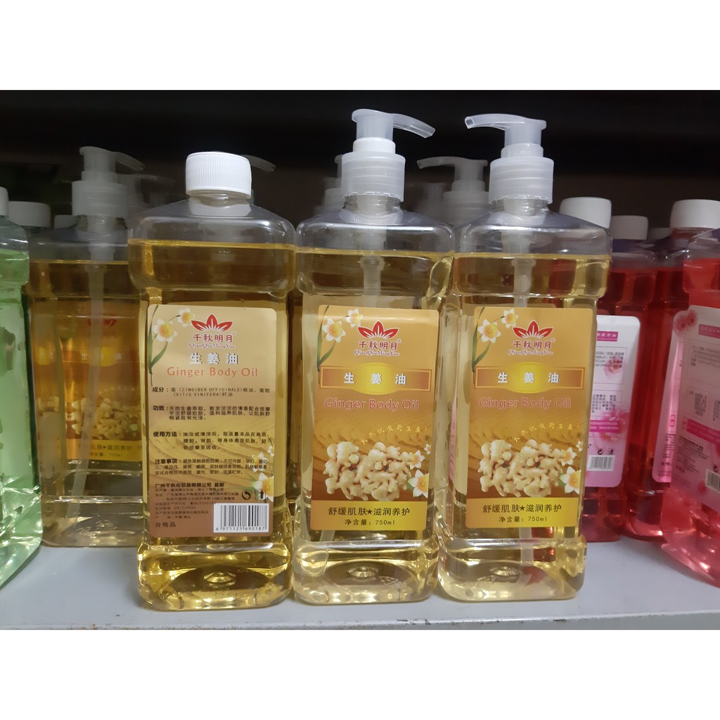 Dầu massage body gừng, hoa hồng, sả chanh, lavender chai 750ml