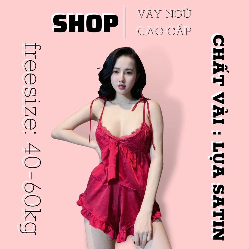 Bộ ngủ ren 2 dây nữ sexy gợi cảm lụa satin cao cấp giá rẻ 030 | BigBuy360 - bigbuy360.vn