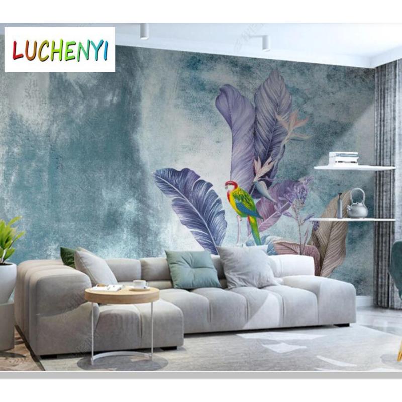 Giấy Dán Tường Họa Tiết Lá Cây 3d Trừu Tượng Phong Cách Bắc Âu Trang Trí Nội Thất