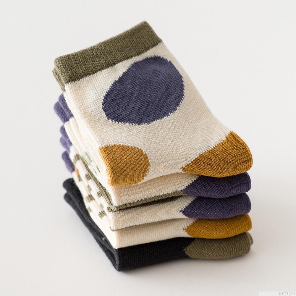 Set 5 đôi vớ cotton mềm mại thoáng khí in họa tiết hoạt hình cho bé từ 0-8 tuổi