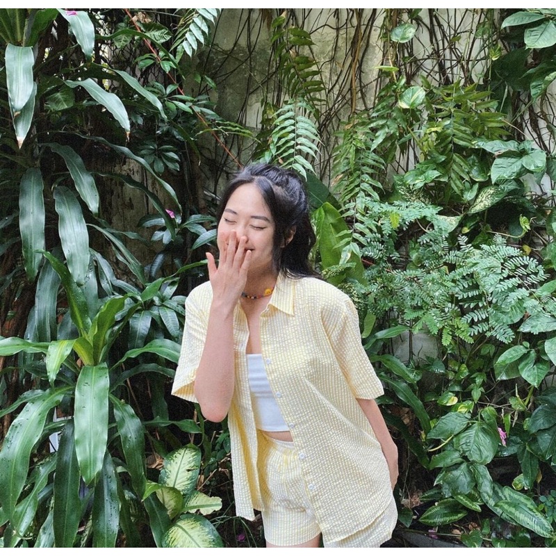 Set bộ sơ mi xốp sọc mùa hè ullzang 4 màu xinh xắn trẻ trung năng động