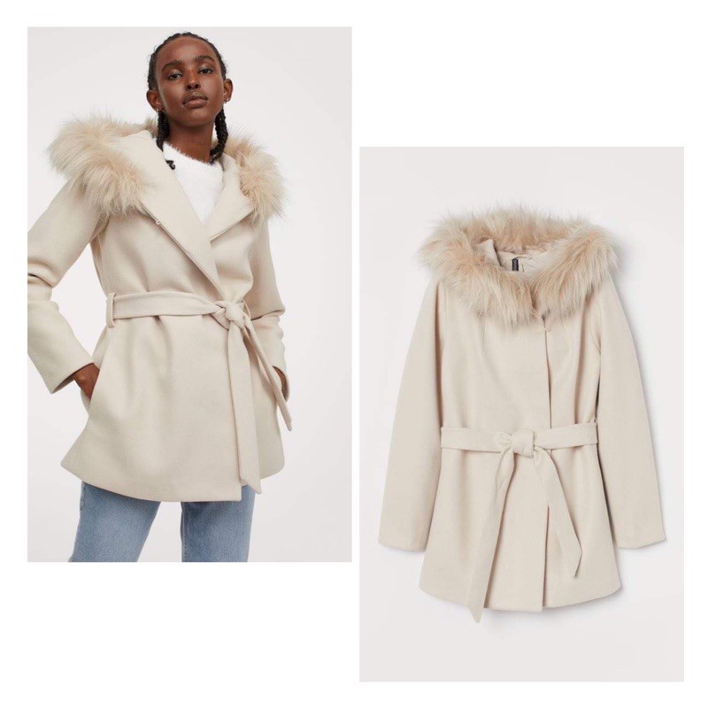 ❤️ Áo khoác dạ HM mũ lông có SẴN săn sale