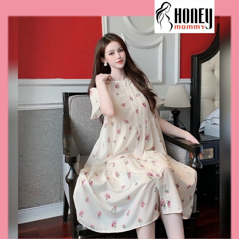 Đầm Bầu Váy Bầu Voan Hoa Nhí Dễ Thương Công Sở Đi Chơi Đi Biển HD2904 Honey Mommy
